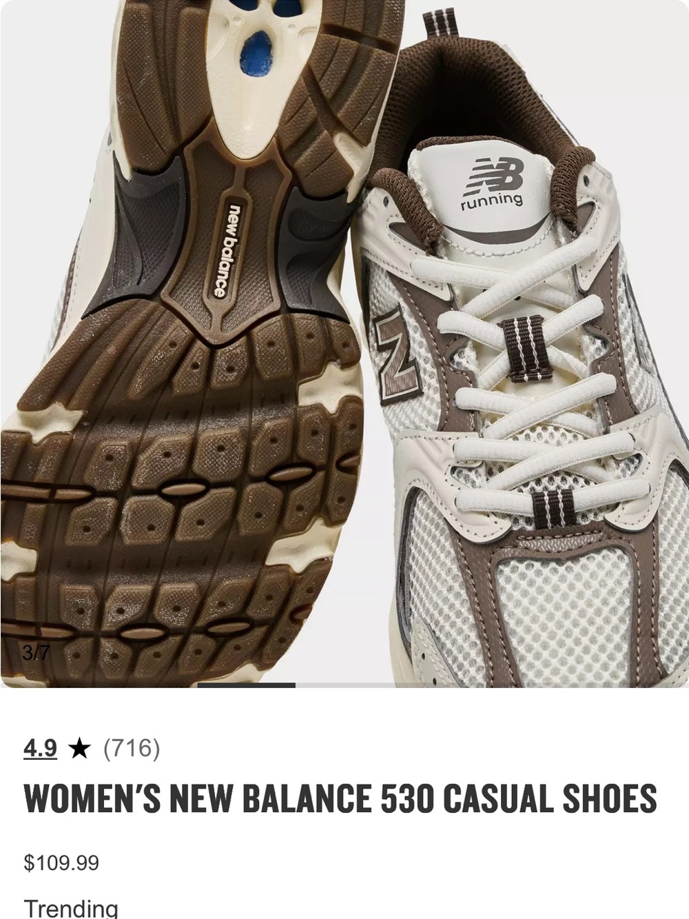 New Balance 530 Casual Shoes Turtledove/Angora/Mushroom women’s Sz 9.5 - Picture 3 of 10